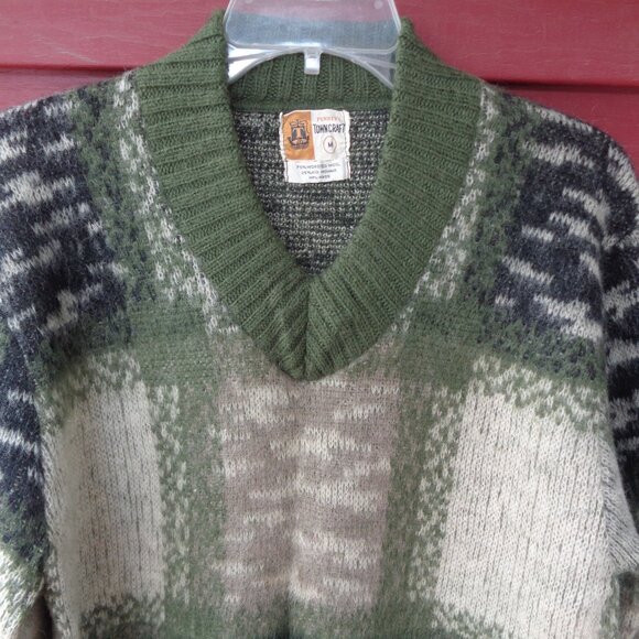Vintage PENNEY'S TOWNCRAFT WOOL & MOHAIR SWEATER - M Camo Plaid - Picture 3 of 6